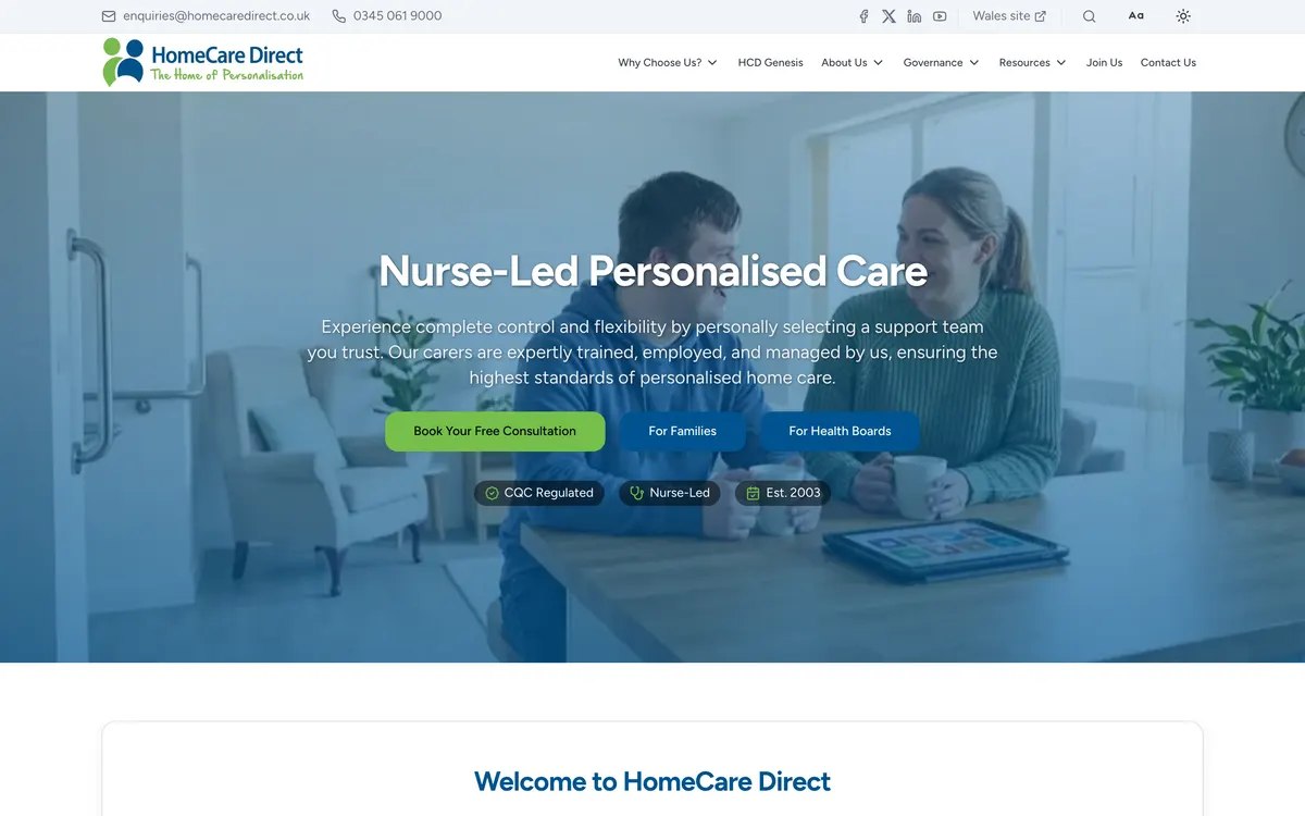 The HomeCare Direct website