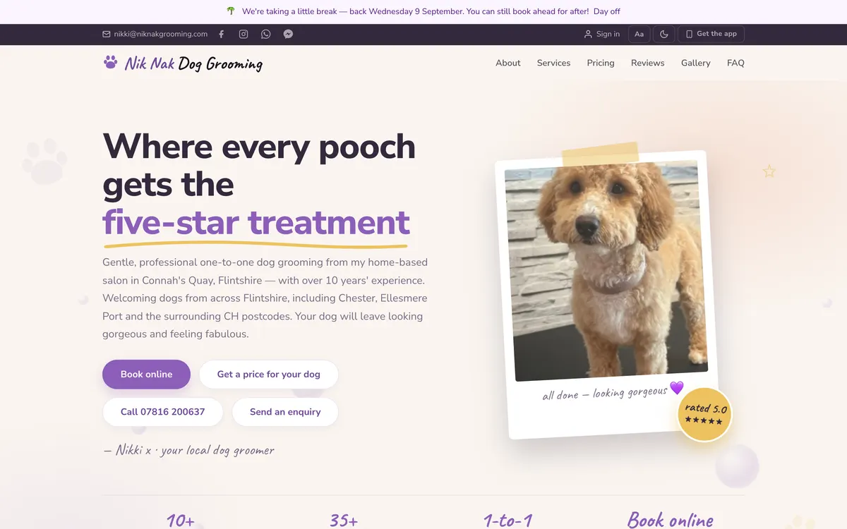 The NikNak Grooming website